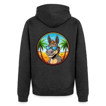 Esel Lustige Cartoon Sommer Strand Sonnenbrille Cool - Unisex Premium Bio Zip Hoodie - Anthrazit meliert - Hinten - Nico (187cm)