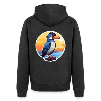 Jay Lustige Karikatur Kawaii Beach Illustration - Unisex Premium Bio Zip Hoodie - Anthrazit meliert - Hinten - Nico (187cm)