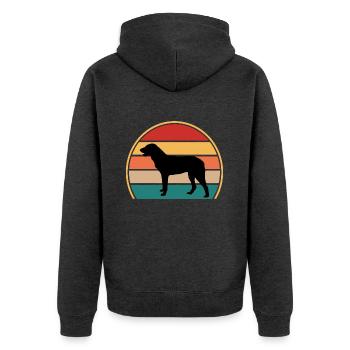 Cao De Castro Laboreiro Hund Silhouette Retro Sonne - Unisex Premium Bio Zip Hoodie - Anthrazit meliert - Hinten - Nico (187cm)