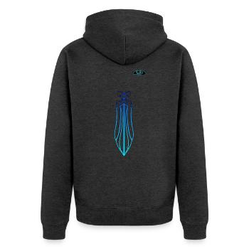 Odin - Unisex Premium Bio Zip Hoodie - Anthrazit meliert - Hinten - Nico (187cm)