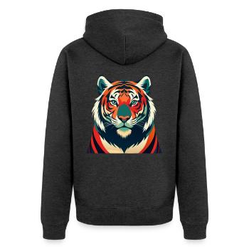 Tiger Cartoon Figur Buntes Haustier Tier - Unisex Premium Bio Zip Hoodie - Anthrazit meliert - Hinten - Nico (187cm)