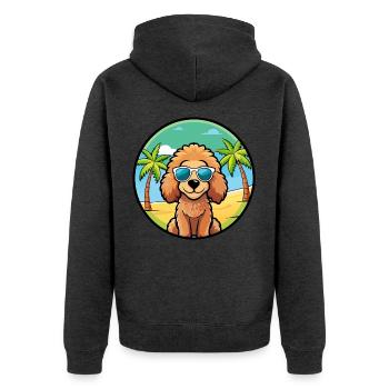 Spielzeug Pudel Hund Rasse Cartoon Sonnenbrille Strand - Unisex Premium Bio Zip Hoodie - Anthrazit meliert - Hinten - Nico (187cm)