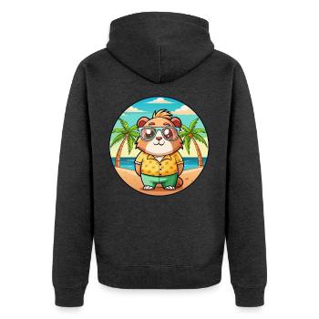 Cochon d’Inde Drôle Dessin Animé Plage Été Lunettes de soleil - Veste à capuche bio Premium Unisexe - anthracite chiné - Dos - Nico (187cm)