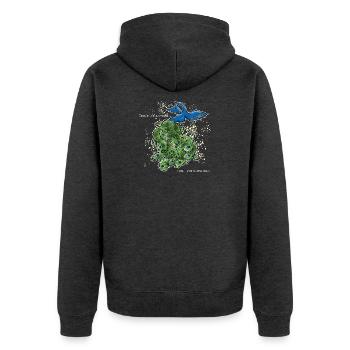 vogel pfau art deco simpel spruch lustig funken - Unisex Premium Bio Zip Hoodie - Anthrazit meliert - Hinten - Nico (187cm)