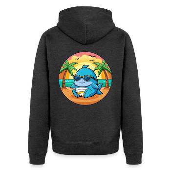 Whale Funny Cartoon Summer Beach Sunglasses - Unisex Premium Organic Zip Hoodie - heather anthracite - Back - Nico (187cm)