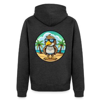 Hawk Lustige Cartoon Sommer Strand Sonnenbrille Aufkleber - Unisex Premium Bio Zip Hoodie - Anthrazit meliert - Hinten - Nico (187cm)