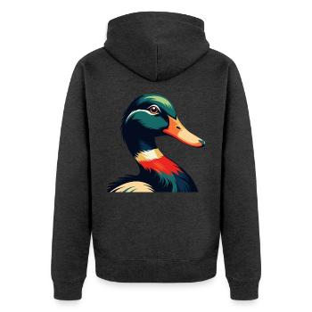 Personnage de dessin animé de canard Animal de compagnie coloré - Veste à capuche bio Premium Unisexe - anthracite chiné - Dos - Nico (187cm)