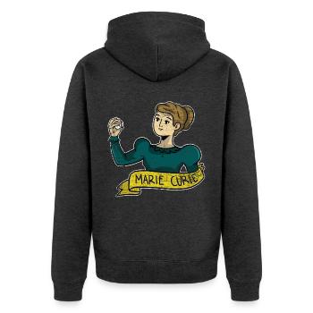 Geniale Marie Curie Nobelpreisträgerin - Unisex Premium Bio Zip Hoodie - Anthrazit meliert - Hinten - Nico (187cm)