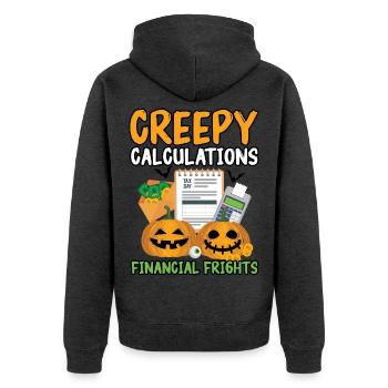 Gruselige Berechnungen Finanzielle Ängste Hallowee - Unisex Premium Bio Zip Hoodie - Anthrazit meliert - Hinten - Nico (187cm)