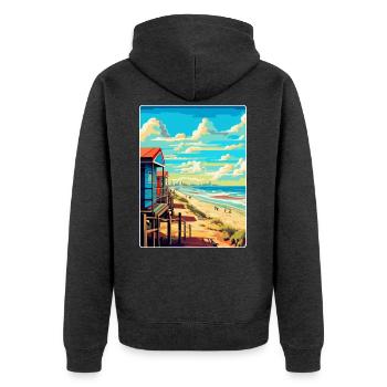 Zandvoort Pays-Bas Affiche de voyage vintage WPA - Veste à capuche bio Premium Unisexe - anthracite chiné - Dos - Nico (187cm)
