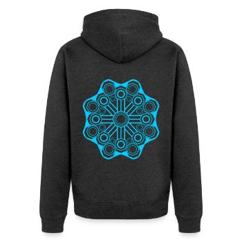 Sacred Geometry Psychedelic Goa - Unisex Premium Bio Zip Hoodie - Anthrazit meliert - Hinten - Nico (187cm)