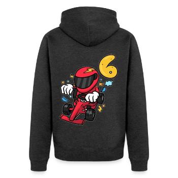 Flinker Kartpilot Geburtstagsparty - Unisex Premium Bio Zip Hoodie - Anthrazit meliert - Hinten - Nico (187cm)