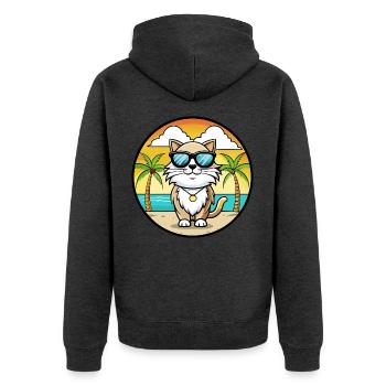 Birma Heilige Katzenrasse Cartoon Sonnenbrille Strand - Unisex Premium Bio Zip Hoodie - Anthrazit meliert - Hinten - Nico (187cm)
