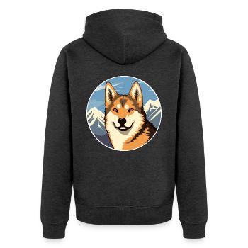 Dingo Hunderasse Karikatur Kawaii Aquarell - Unisex Premium Bio Zip Hoodie - Anthrazit meliert - Hinten - Nico (187cm)