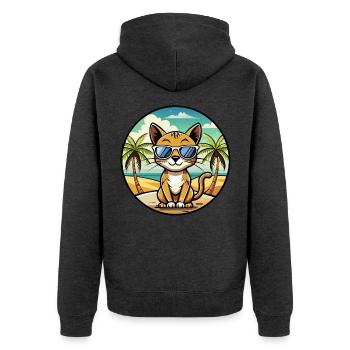 Chausie Katzenrasse Cartoon Sonnenbrille Strand - Unisex Premium Bio Zip Hoodie - Anthrazit meliert - Hinten - Nico (187cm)