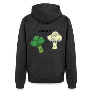 Erschrockener Brokkoli Blumenkohl - Unisex Premium Bio Zip Hoodie - Anthrazit meliert - Hinten - Nico (187cm)