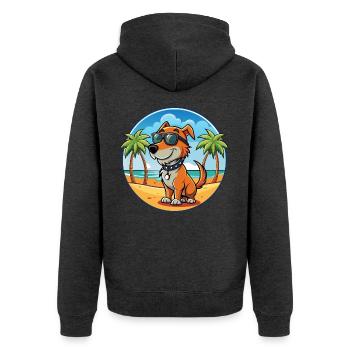 Polnische Jagdhund Hund Rasse Cartoon Sonnenbrille - Unisex Premium Bio Zip Hoodie - Anthrazit meliert - Hinten - Nico (187cm)