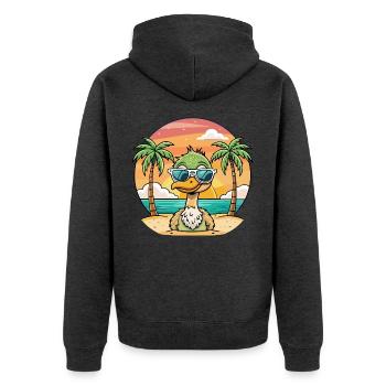 Strauß lustige Cartoon Sommer Strand Sonnenbrille - Unisex Premium Bio Zip Hoodie - Anthrazit meliert - Hinten - Nico (187cm)