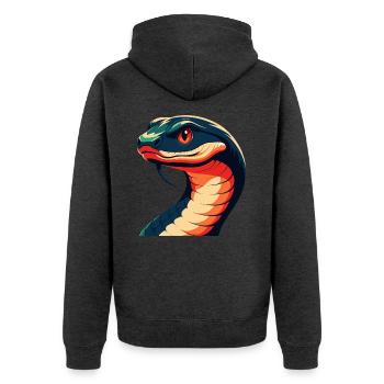 Schlange Cartoon Figur Buntes Haustier Tier - Unisex Premium Bio Zip Hoodie - Anthrazit meliert - Hinten - Nico (187cm)