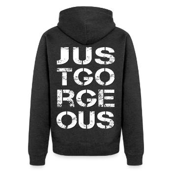 einfach klasse just gorgeous die Beste der Beste - Unisex Premium Bio Zip Hoodie - Anthrazit meliert - Hinten - Nico (187cm)