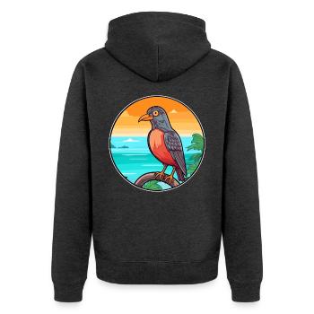 Kuckuck Aquarell Cartoon Kawaii Clipart Tier - Unisex Premium Bio Zip Hoodie - Anthrazit meliert - Hinten - Nico (187cm)