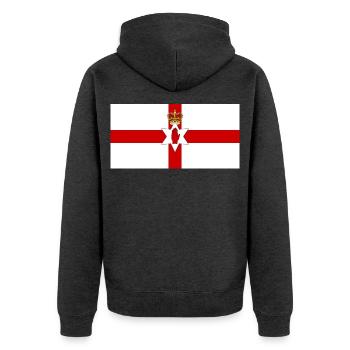 Nordirland - Unisex Premium Bio Zip Hoodie - Anthrazit meliert - Hinten - Nico (187cm)