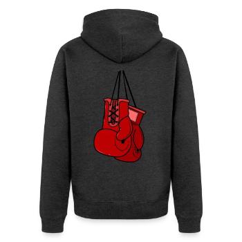 Boxhandschuhe - Unisex Premium Bio Zip Hoodie - Anthrazit meliert - Hinten - Nico (187cm)