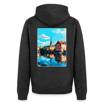 Eskilstuna Suède Affiche de voyage vintage souvenir - Veste à capuche bio Premium Unisexe - anthracite chiné - Dos - Nico (187cm)