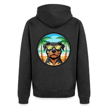 Rottweiler Chien Race Dessin Animé Lunettes De Soleil Plage - Veste à capuche bio Premium Unisexe - anthracite chiné - Dos - Nico (187cm)