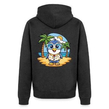 Pinguin Lustige Cartoon Sommer Strand Sonnenbrille - Unisex Premium Bio Zip Hoodie - Anthrazit meliert - Hinten - Nico (187cm)