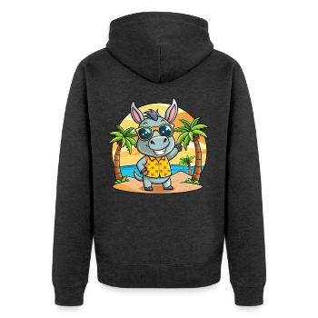 Esel Lustige Cartoon Sommer Strand Sonnenbrille - Unisex Premium Bio Zip Hoodie - Anthrazit meliert - Hinten - Nico (187cm)