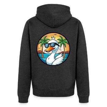 Schwan Lustige Cartoon Sommer Strand Sonnenbrille Aufkleber - Unisex Premium Bio Zip Hoodie - Anthrazit meliert - Hinten - Nico (187cm)