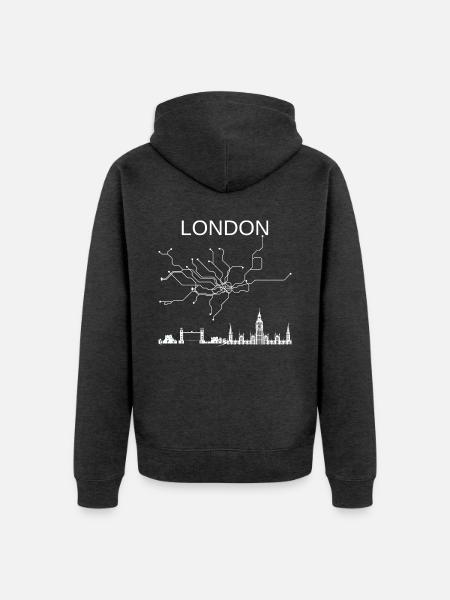 LONDON City - Unisex Premium Bio Zip Hoodie - Anthrazit meliert