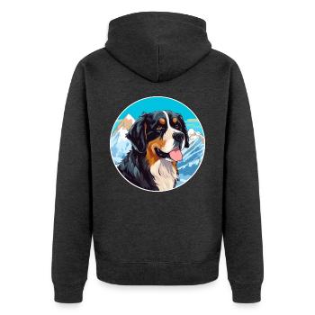 Berger De Beauce Hunderasse Cartoon Kawaii Watercol - Unisex Premium Bio Zip Hoodie - Anthrazit meliert - Hinten - Nico (187cm)