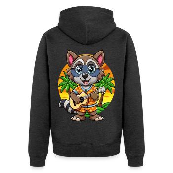 Lustige Waschbär Cartoon Sommer Strand Sonnenbrille - Unisex Premium Bio Zip Hoodie - Anthrazit meliert - Hinten - Nico (187cm)