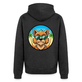Griffon Bruxellois Hunderasse Cartoon Sonnenbrille - Unisex Premium Bio Zip Hoodie - Anthrazit meliert - Hinten - Nico (187cm)
