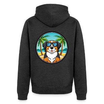 Grand Bouvier Suisse Race Cartoon Beach - Veste à capuche bio Premium Unisexe - anthracite chiné - Dos - Nico (187cm)