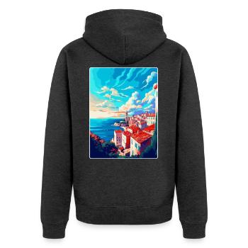 Pula Kroatien Vintage Reiseposter WPA Souvenir - Unisex Premium Bio Zip Hoodie - Anthrazit meliert - Hinten - Nico (187cm)