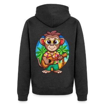 Lunettes de soleil de plage d’été de dessin animé de singe drôle - Veste à capuche bio Premium Unisexe - anthracite chiné - Dos - Nico (187cm)