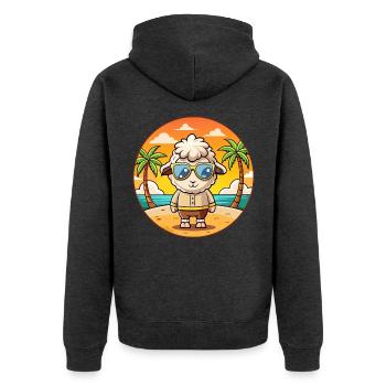 Sheep Funny Cartoon Summer Beach Sunglasses - Unisex Premium Organic Zip Hoodie - heather anthracite - Back - Nico (187cm)
