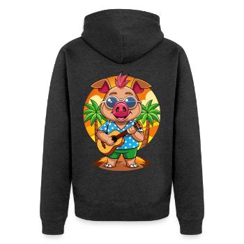 Drôle de cochon d’été plage lunettes de soleil hawaïenne - Veste à capuche bio Premium Unisexe - anthracite chiné - Dos - Nico (187cm)