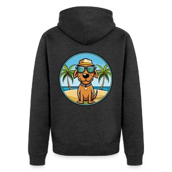 Polnische Jagdhund Hund Rasse Cartoon Sonnenbrille - Unisex Premium Bio Zip Hoodie - Anthrazit meliert - Hinten - Nico (187cm)