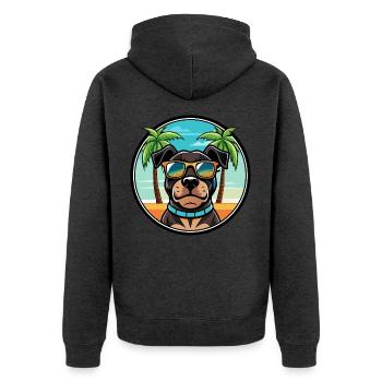 Rottweiler Chien Race Dessin Animé Lunettes De Soleil Plage - Veste à capuche bio Premium Unisexe - anthracite chiné - Dos - Nico (187cm)