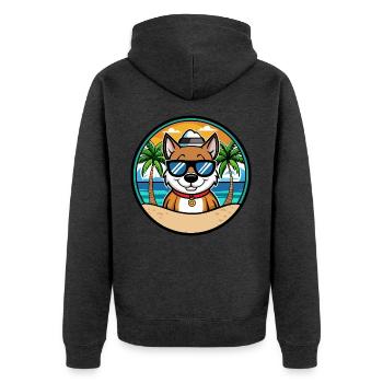 Cao De Seo Miguel Hunderasse Cartoon Strand - Unisex Premium Bio Zip Hoodie - Anthrazit meliert - Hinten - Nico (187cm)