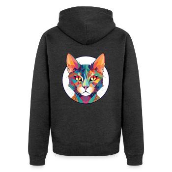 Pixie Bob Katze bunte Aquarell Haustier Illustration - Unisex Premium Bio Zip Hoodie - Anthrazit meliert - Hinten - Nico (187cm)