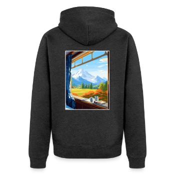 Orient Express Europa Deko Vintage Reiseposter - Unisex Premium Bio Zip Hoodie - Anthrazit meliert - Hinten - Nico (187cm)