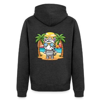 Zebra Funny Cartoon Summer Beach Sunglasses - Unisex Premium Organic Zip Hoodie - heather anthracite - Back - Nico (187cm)