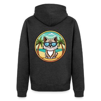 Birma Heilige Katzenrasse Cartoon Sonnenbrille Strand - Unisex Premium Bio Zip Hoodie - Anthrazit meliert - Hinten - Nico (187cm)