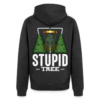 Frisbee - Unisex Premium Bio Zip Hoodie - Anthrazit meliert - Hinten - Nico (187cm)