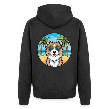 Katalanische Schäferhundrasse Cartoon Sonnenbrille Strand - Unisex Premium Bio Zip Hoodie - Anthrazit meliert - Hinten - Nico (187cm)